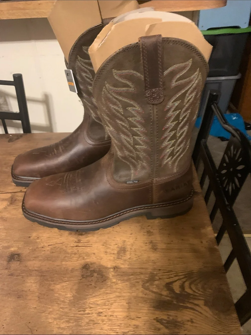 Ariat Men's Brown Leather Western Work Boots